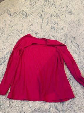 Terra & Sky Ribbed Long-Sleeve Top in Fuchsia Pink